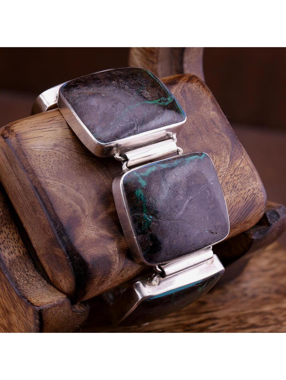 Vintage Sterling Blackjack Turquoise Mid-Century JRI Bracelet Toggle Clasp